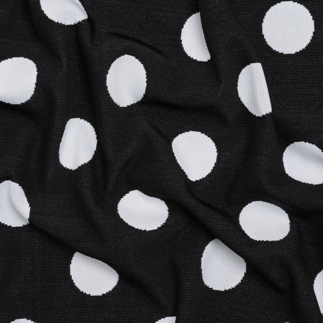 Stretch Knit Jacquard by Mara Hoffman - Black and White Polka Dots - Designer Deadstock