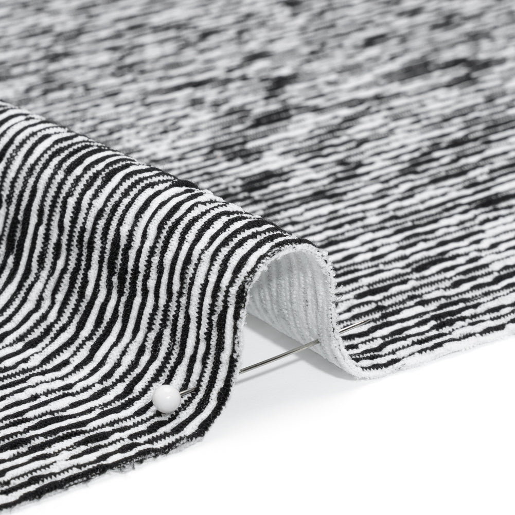 Stretch Knit Jacquard by Mara Hoffman - Black and White Ribbed Candy Stripes - Designer Deadstock