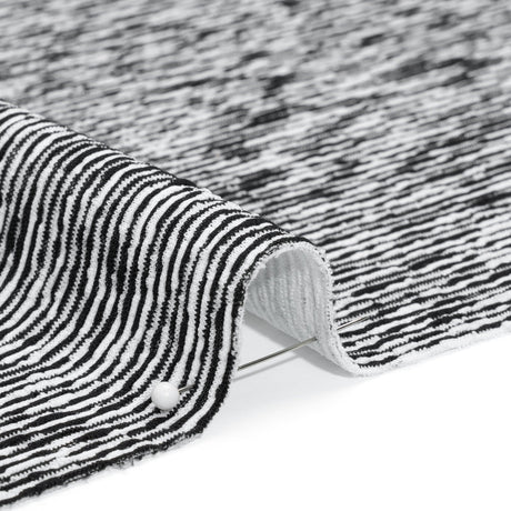 Stretch Knit Jacquard by Mara Hoffman - Black and White Ribbed Candy Stripes - Designer Deadstock