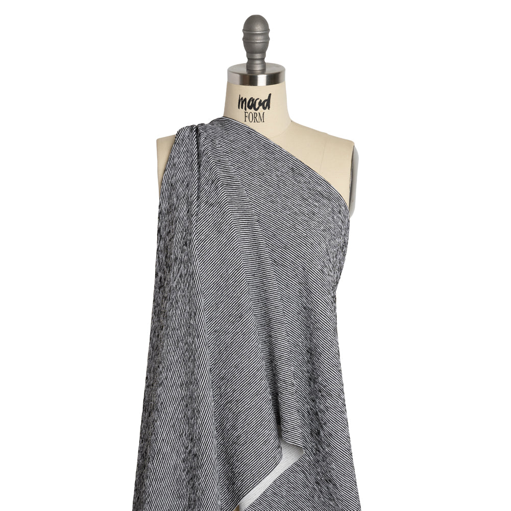Stretch Knit Jacquard by Mara Hoffman - Black and White Ribbed Candy Stripes - Designer Deadstock