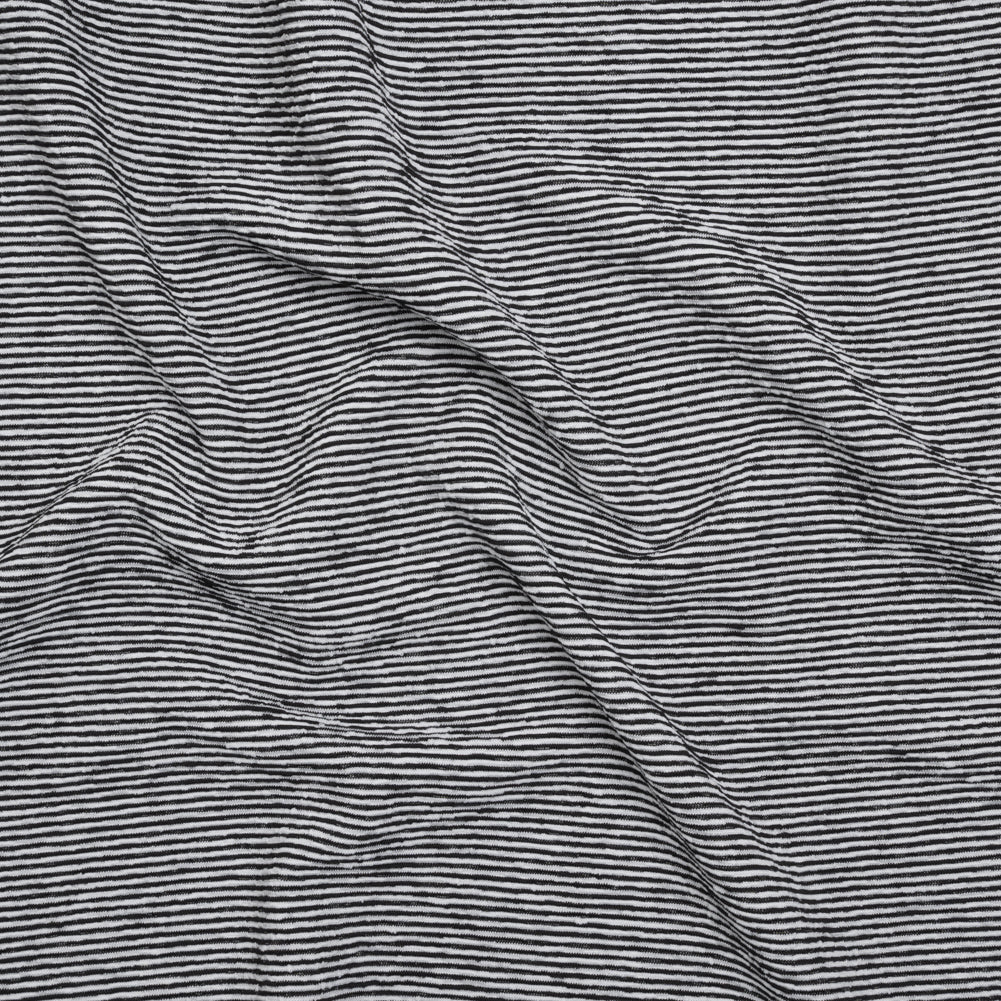 Stretch Knit Jacquard by Mara Hoffman - Black and White Ribbed Candy Stripes - Designer Deadstock