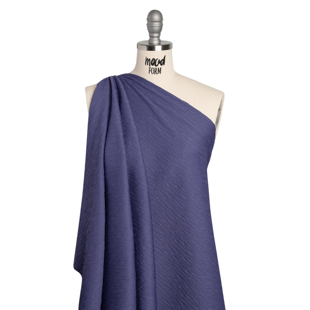 Textured Stretch Polyester Jacquard Knit by Mara Hoffman - Blue Violet Wavy Lines - Designer Deadstock