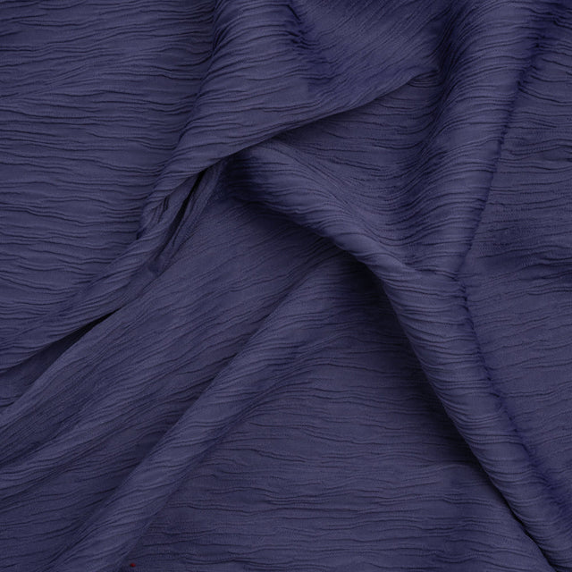 Textured Stretch Polyester Jacquard Knit by Mara Hoffman - Blue Violet Wavy Lines - Designer Deadstock