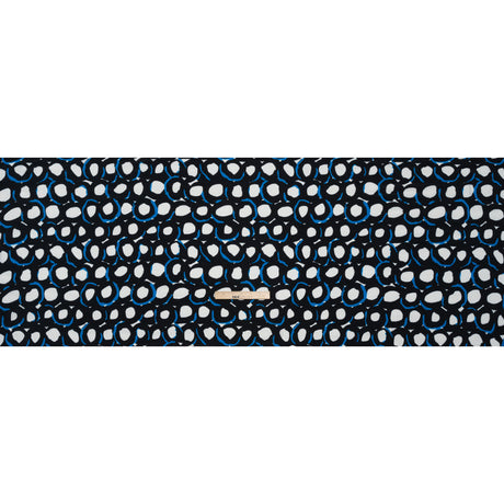 Rayon Crepe de Chine Made in Italy - Black, White and Blue Abstract Spots - Deadstock