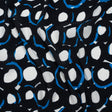 Rayon Crepe de Chine Made in Italy - Black, White and Blue Abstract Spots - Deadstock