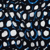 Rayon Crepe de Chine Made in Italy - Black, White and Blue Abstract Spots - Deadstock