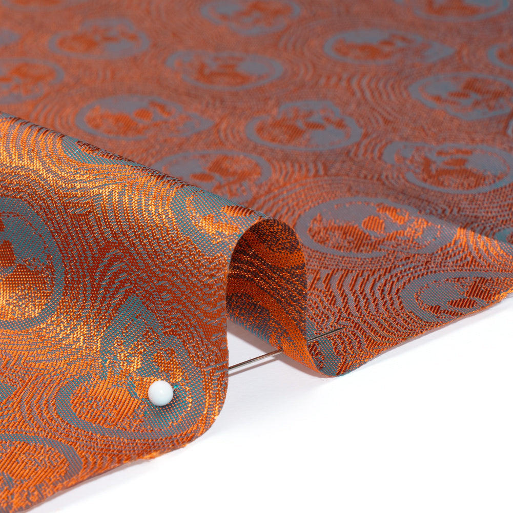 Skulls Jacquard Lining - Aqua and Orange Bi-Color - Thalia Collection