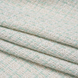 Metallic Polyester Tweed - Gold, White and Seafoam Plaid - Deadstock