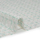 Metallic Polyester Tweed - Gold, White and Seafoam Plaid - Deadstock
