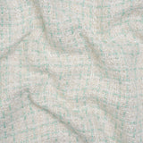 Metallic Polyester Tweed - Gold, White and Seafoam Plaid - Deadstock