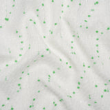 Polyester Pom Pom Tweed with Baby Sequins - White and Kelly Green - Deadstock