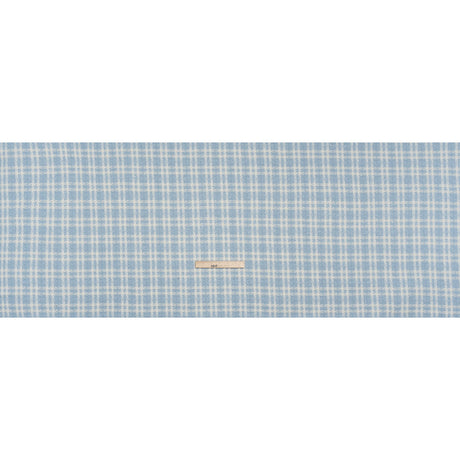 Cotton and Polyester Plaid Tweed with Baby Sequins and Eyelash Fringe - Baby Blue and White - Deadstock
