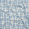 Cotton and Polyester Plaid Tweed with Baby Sequins and Eyelash Fringe - Baby Blue and White - Deadstock