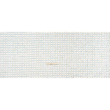 Polyester Boucle Tweed with Plaid Metallic Eyelash Fringe - White, Sky Blue and Gold - Deadstock