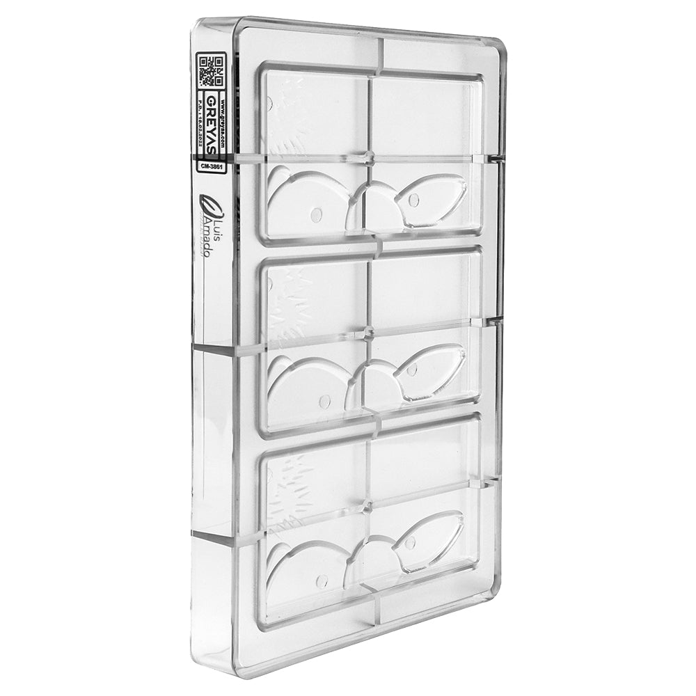 Greyas Polycarbonate Chocolate Mold, Easter Bunny Bar by Luis Amado, 3 Cavities