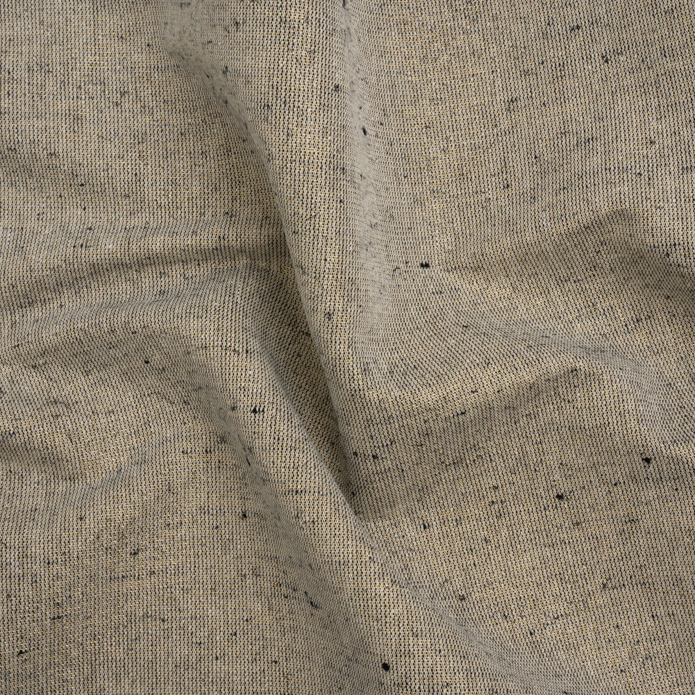 Heavyweight Metallic Linen Woven - White, Black and Gold