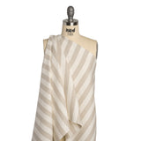 Medium Weight Linen Woven - Natural Beige and Cream Awning Stripes