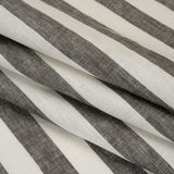 Medium Weight Linen Woven - Smoke Gray and Cream Awning Stripes