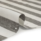 Medium Weight Linen Woven - Smoke Gray and Cream Awning Stripes