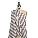 Medium Weight Linen Woven - Smoke Gray and Cream Awning Stripes