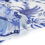 Lightweight Linen Woven - Blue and White Palms in Paradise