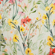 Lightweight Linen Woven - Yellow, Red and Green Watercolor Floral Trails on Ivory