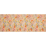 Lightweight Linen Woven - Yellow, Red and Green Watercolor Floral Trails on Blush Pink