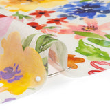 Lightweight Linen Woven - Purple, Yellow and Green Petal Drift Florals on White