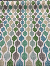 Waverly Handywork Embroidered Spring Blue Green Polyester Cotton Fabric - White Background Blue Green Teal Gray, 55" Width, 9.00" H 4.75" V Repeat (1 Yard)