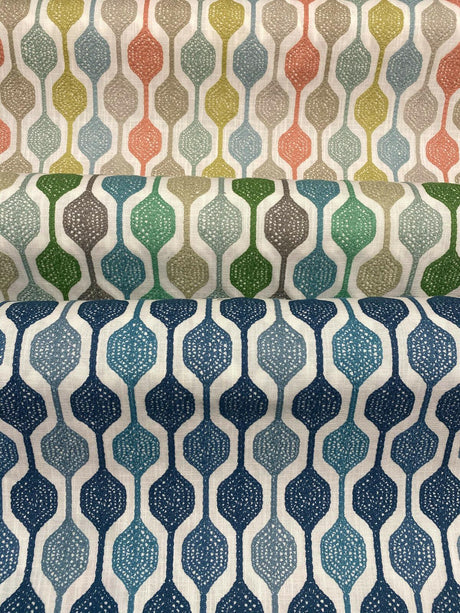 Waverly Handywork Embroidered Spring Blue Green Polyester Cotton Fabric - White Background Blue Green Teal Gray, 55" Width, 9.00" H 4.75" V Repeat (1 Yard)