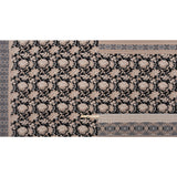 Stretch Polyester Tricot Panel - Beige, Black and White Floral and Geometric - Designer Deadstock
