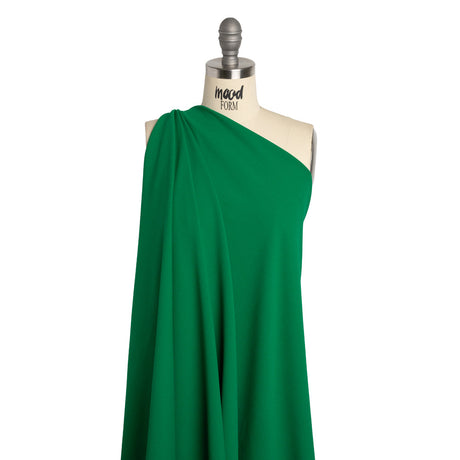 Stretch Polyester Crepe Double Knit - Grass Green - Designer Deadstock