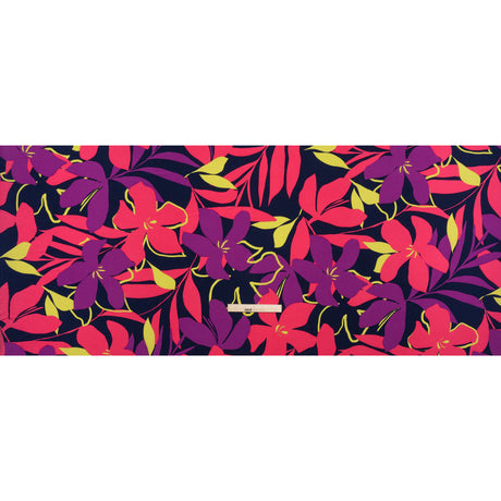 Stretch Polyester Tricot - Hot Pink, Purple and Navy Floral - Designer Deadstock