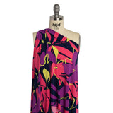 Stretch Polyester Tricot - Hot Pink, Purple and Navy Floral - Designer Deadstock