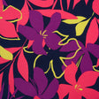 Stretch Polyester Tricot - Hot Pink, Purple and Navy Floral - Designer Deadstock