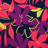 Stretch Polyester Tricot - Hot Pink, Purple and Navy Floral - Designer Deadstock