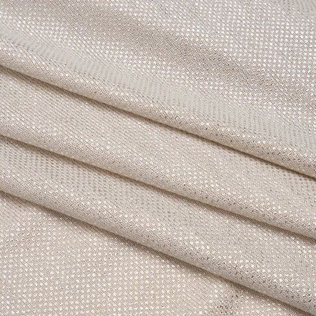 Stretch Polyester Knit with Metallic Foiling - Champagne and Silver Tiny Dots - Designer Deadstock