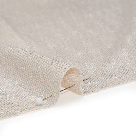 Stretch Polyester Knit with Metallic Foiling - Champagne and Silver Tiny Dots - Designer Deadstock