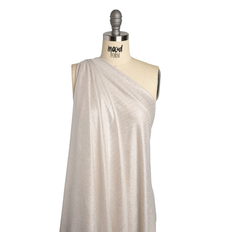 Stretch Polyester Knit with Metallic Foiling - Champagne and Silver Tiny Dots - Designer Deadstock