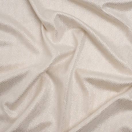 Stretch Polyester Knit with Metallic Foiling - Champagne and Silver Tiny Dots - Designer Deadstock