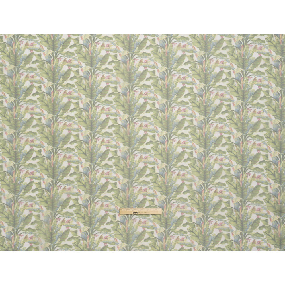 Polyester and Viscose Organza - White and Green Palm Trees