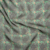 Polyester and Viscose Organza - Green and Teal Tropical Leaf Bunches