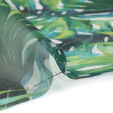 Polyester and Viscose Organza - Green and Sky Blue Topical Leaves