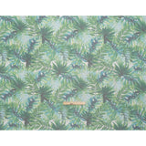 Polyester and Viscose Organza - Green and Sky Blue Topical Leaves