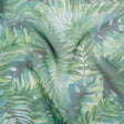 Polyester and Viscose Organza - Green and Sky Blue Topical Leaves