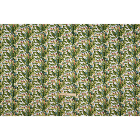 Polyester Microvelvet - White and Green Palm Trees