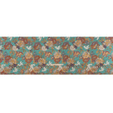 Metallic Luxury Brocade - Sky Blue, Dark Gold and Red Classic Flowers