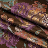 Metallic Luxury Brocade - Brown, Purple and Aqua Classic Flowers