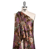 Metallic Luxury Brocade - Brown, Purple and Aqua Classic Flowers