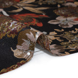 Metallic Luxury Brocade - Black, Red and Bronze Classic Flowers